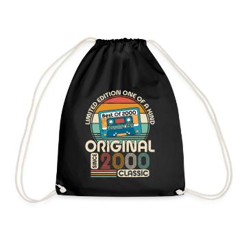 Original 2000 Vintage | 2000 Birthday Gift - Drawstring Bag - black - Front