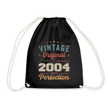 Né en février 2004 millésime 2004 anniversaire - Sac de sport léger - noir - Devant