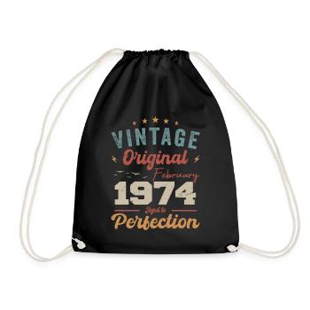 Né en février 1974 millésime 1974 anniversaire - Sac de sport léger - noir - Devant