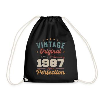 Né en février 1987 millésime 1987 anniversaire - Sac de sport léger - noir - Devant