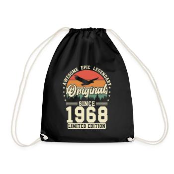Kreatives Vintage 1968 Jahrgang Retro Design - Turnbeutel - Schwarz - Vorne