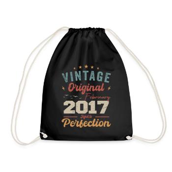 Né en février 2017 millésime 2017 anniversaire - Sac de sport léger - noir - Devant