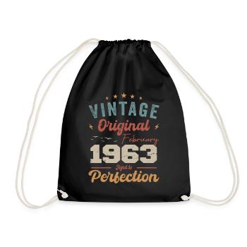 Date de naissance : février 1963, millésime 1963 - Sac de sport léger - noir - Devant