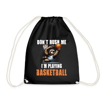 Faultier Basketball Ich hetze nicht ich spiele - Turnbeutel - Schwarz - Vorne