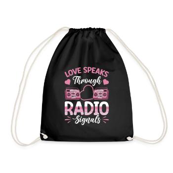 Radio Presenter Valentine's Day Love Radio Signals - Drawstring Bag - black - Front