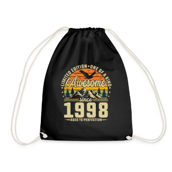 Vintage 1998 - Retro Birthday Gift Idea - Drawstring Bag - black - Front