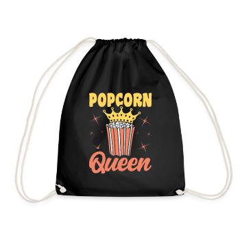 Popcorn Queen Lustiges Popped Corn Geschenk - Turnbeutel - Schwarz - Vorne