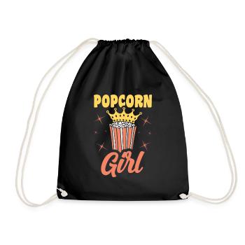 Popcorn Girl Lustiges Popped Corn Geschenk - Turnbeutel - Schwarz - Vorne