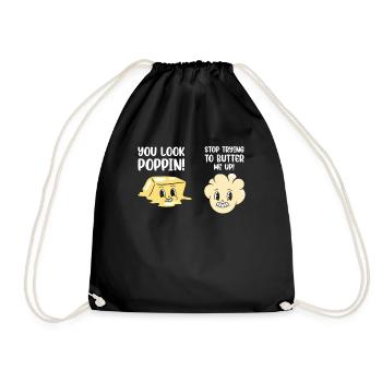 Popcorn Kawaii Graphic Poppin Butter Me Up - Drawstring Bag - black - Front