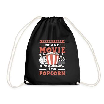 Popcorn Filmeabend Pop-Corn Kinonacht Geschenk - Turnbeutel - Schwarz - Vorne