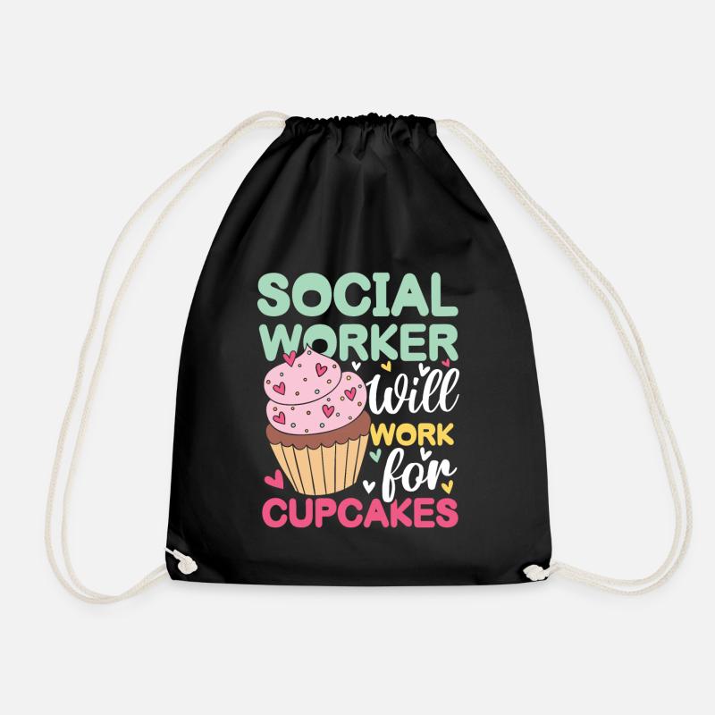 Social Worker Will Work For Cupcakes - Turnbeutel - Schwarz