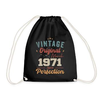 März 1971 Jahrgang geboren Vintage Geburtstag - Turnbeutel - Schwarz - Vorne