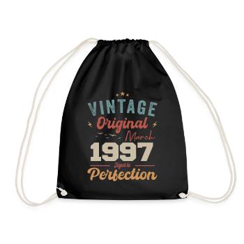 March 1997 Vintage Born Vintage Birthday - Drawstring Bag - black - Front