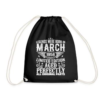 Legendary since March 1958 Birthday 1958 - Drawstring Bag - black - Front