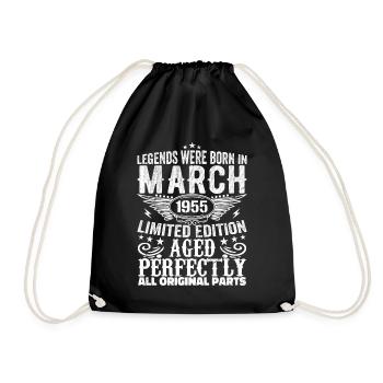 Legendary since March 1955 Birthday 1955 - Drawstring Bag - black - Front
