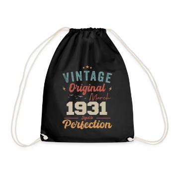 März 1931 Jahrgang geboren Vintage Geburtstag - Turnbeutel - Schwarz - Vorne