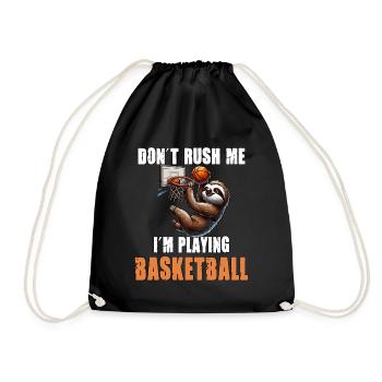 Faultier Basketball Ich hetze nicht ich spiele - Turnbeutel - Schwarz - Vorne