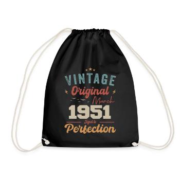 März 1951 Jahrgang geboren Vintage Geburtstag - Turnbeutel - Schwarz - Vorne