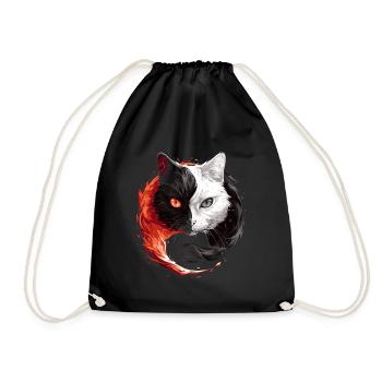 Yin Yang Katzen Katzenkunst für einen - Turnbeutel - Schwarz - Vorne