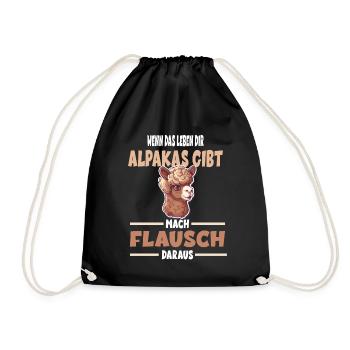 Wenn Das Leben Dir Alpakas Gibt Mach Flausch - Turnbeutel - Schwarz - Vorne