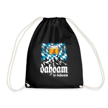 Dahoam is dahoam Bierglas Berge Bayern Heimat - Turnbeutel - Schwarz - Vorne