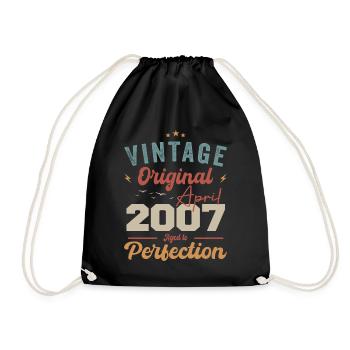 Vintage Geboren im April 2007 Geburtstagsgeschenk - Turnbeutel - Schwarz - Vorne