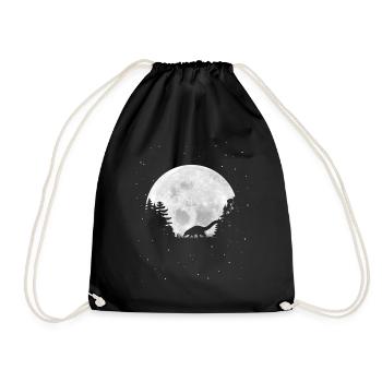 Vollmond - Nacht - Nasenbär Silhouette - Turnbeutel - Schwarz - Vorne