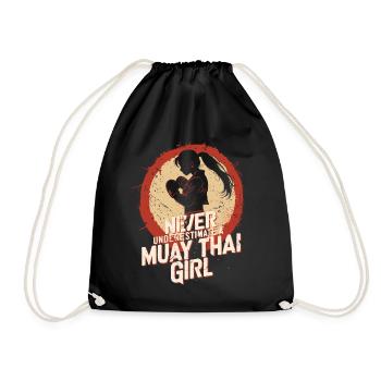 Never underestimate a muay thai girl - Thaiboxen - Drawstring Bag - black - Front