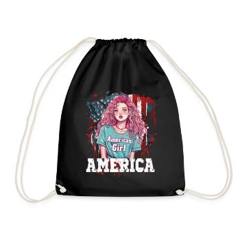 Patriotisches Amerikanisches Mädchen USA für - Turnbeutel - Schwarz - Vorne