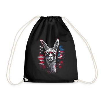Coole Amerika Llama Sonnenbrille Patriotisch - Turnbeutel - Schwarz - Vorne