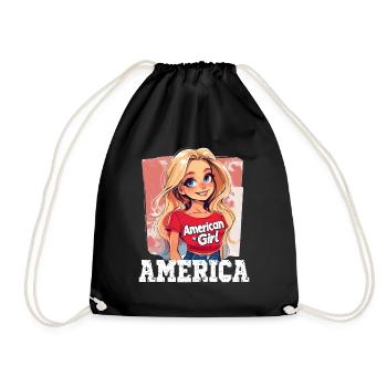 Patriotisches Amerikanisches Mädchen USA für - Turnbeutel - Schwarz - Vorne