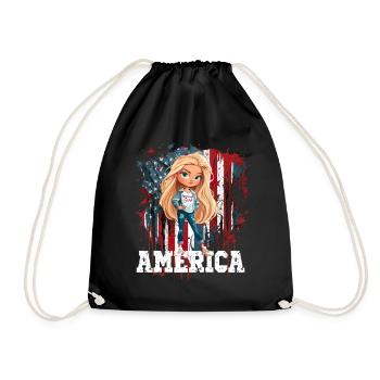 Patriotisches Amerikanisches Mädchen USA für - Turnbeutel - Schwarz - Vorne