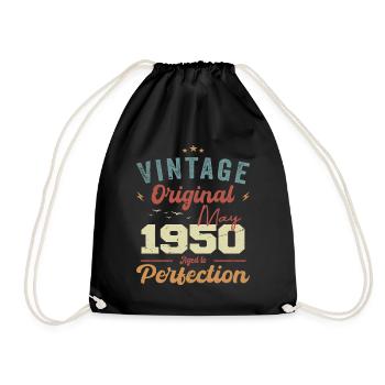 Mai 1950 Geburtstag Mai 1950 Geschenk Mai 1950 - Turnbeutel - Schwarz - Vorne