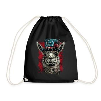 Coole Amerika Llama Sonnenbrille Patriotisch - Turnbeutel - Schwarz - Vorne