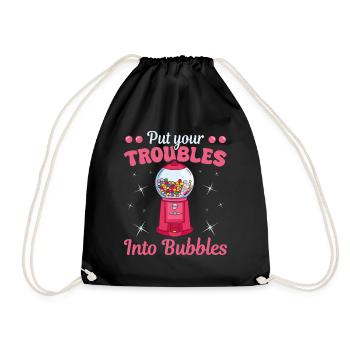 Troubles Into Bubbles Chewing Gum Nostalgia - Turnbeutel - Schwarz - Vorne