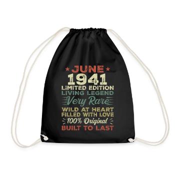 Juin 1941 Anniversaire Juin 1941 Cadeau Juin 1941 - Sac de sport léger - noir - Devant