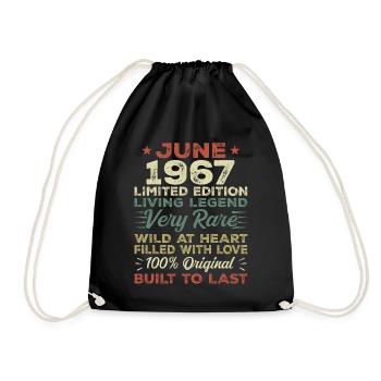 June 1967 Birthday June 1967 Gift June 1967 - Drawstring Bag - black - Front