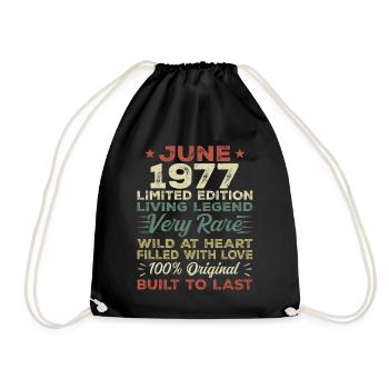 Juin 1977 Anniversaire Juin 1977 Cadeau Juin 1977 - Sac de sport léger - noir - Devant