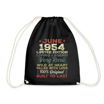 June 1954 Birthday June 1954 Gift June 1954 - Drawstring Bag - black - Front