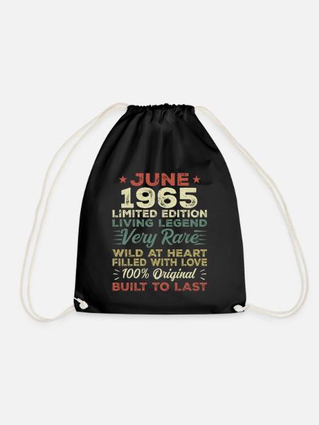 Juni 1965 Geburtstag Juni 1965 Geschenk Juni 1965 - Turnbeutel - Schwarz