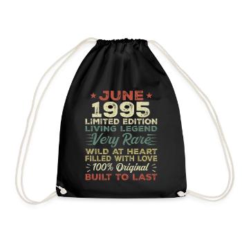 June 1995 Birthday June 1995 Gift June 1995 - Drawstring Bag - black - Front
