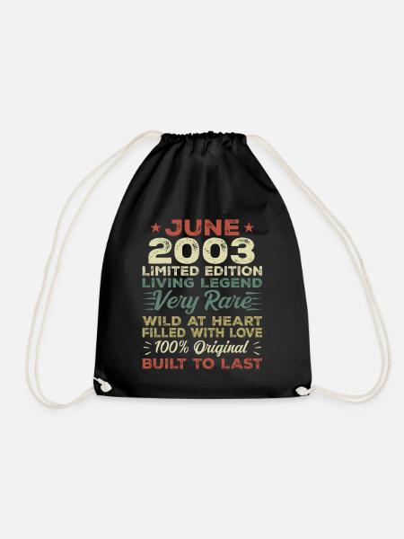 June 2003 Birthday June 2003 Gift June 2003 - Drawstring Bag - black