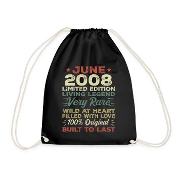 Juin 2008 Anniversaire Juin 2008 Cadeau Juin 2008 - Sac de sport léger - noir - Devant