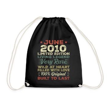 June 2010 Birthday June 2010 Gift June 2010 - Drawstring Bag - black - Front