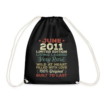 June 2011 Birthday June 2011 Gift June 2011 - Drawstring Bag - black - Front