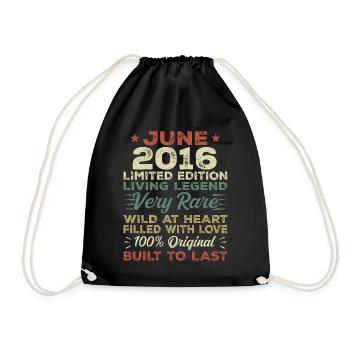 June 2016 Birthday June 2016 Gift June 2016 - Drawstring Bag - black - Front