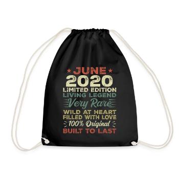 Juni 2020 Geburtstag Juni 2020 Geschenk Juni 2020 - Turnbeutel - Schwarz - Vorne