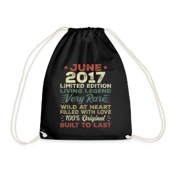 June 2017 Birthday June 2017 Gift June 2017 - Drawstring Bag - black - Front