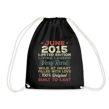 June 2015 Birthday June 2015 Gift June 2015 - Drawstring Bag - black - Front