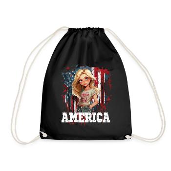 Patriotisches Amerikanisches Mädchen USA für - Turnbeutel - Schwarz - Vorne